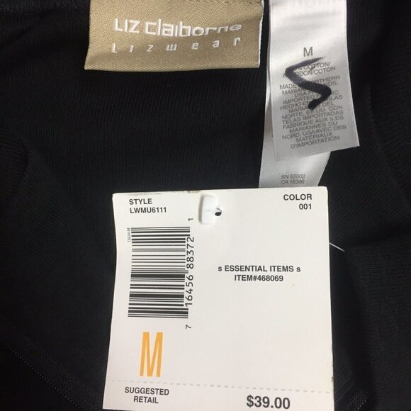 Liz Claiborne Women's Medium Long Sleeve 1/4 Zip Mock Neck Knit Top Black NEW - Picture 8 of 8